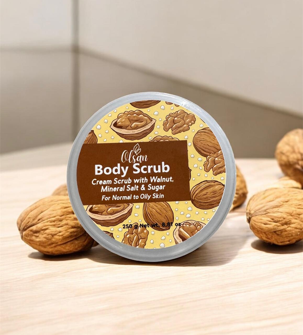 Body Scrub, Sugar, Sea Salt & Walnut